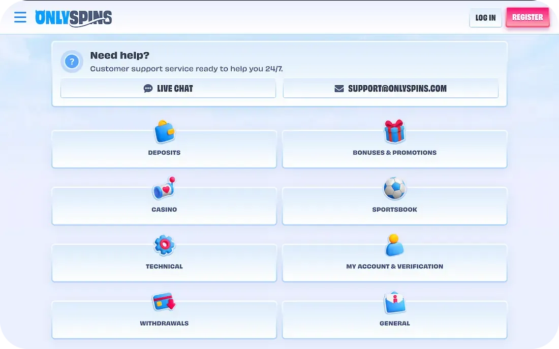 OnlySpins Casino Support